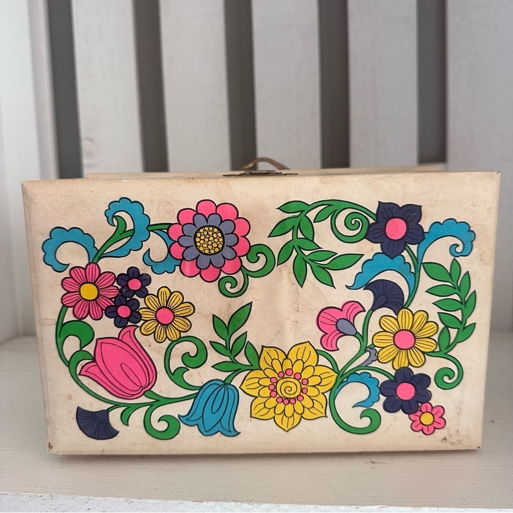 Vintage Japanese Ballerina Music Box Jewelry Box Floral Wood Spinning Dancer - Picture 5 of 15